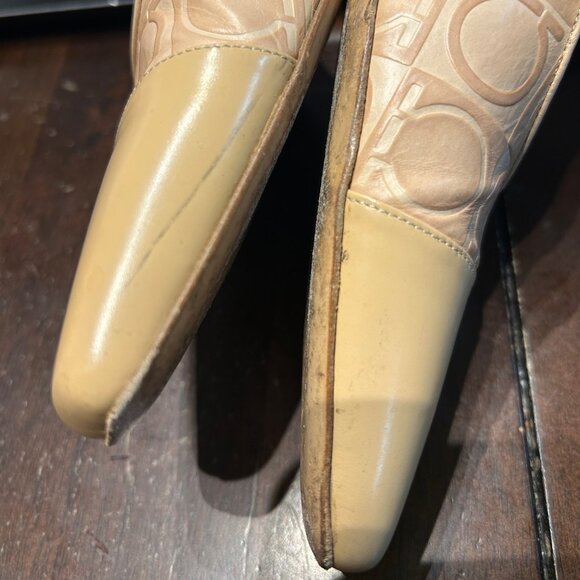 Authentic Salvatore Ferragamo Nude Gancini Embossed Slingback Heels Pumps 8 - Picture 12 of 12